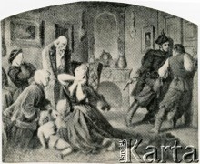 1863, Polska.
„Obrona dworu” - grafika z cyklu Polonia Artura Grottgera. Przedstawia obronę szlacheckiego dworu przed żołnierzami rosyjskimi.
Fot. NN, zbiory Biblioteki Polskiej im. Ignacego Domeyki w Buenos Aires (Biblioteca Polaca Ignacio Domeyko)