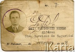 Wrzesień 1952, El Palomar, Argentyna.
Legitymacja Mieczysława Dominiaka (w czasie wojny żołnierz 1 Dywizji Pancernej gen. Maczka).
Fot. NN, kolekcja Hieronima Murawskiego, zbiory  Archiwum Ojców Franciszkanów w Polskiej Misji Katolickiej w Martin Coronado, reprodukcje cyfrowe w  Bibliotece Polskiej im. Ignacego Domeyki w Buenos Aires (Biblioteca Polaca Ignacio Domeyko) i w Ośrodku KARTA w Warszawie