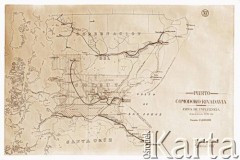 Mapa prowincji Chubut. 
Fot. NN, zbiory Museo Ferroportuario w Comodoro Rivadavia, reprodukcje cyfrowe w  Bibliotece Polskiej im. Ignacego Domeyki w Buenos Aires (Biblioteca Polaca Ignacio Domeyko) i w Ośrodku KARTA w Warszawie