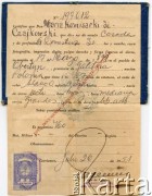 26.06.1951, prowincja Corrietes, Argentyna.
Dane z dokumentu tożsamości Marii Komisarski Czajkowski urodzonej 17 marca 1899 w Obertynie, w Galicji, narodowości polskiej, zamężnej, bez zawodu. 
Fot. NN, zbiory Alberty Jaworski z Czajkowskich, reprodukcje cyfrowe w Bibliotece Polskiej im. Ignacego Domeyki w Buenos Aires (Biblioteca Polaca Ignacio Domeyko) i w Ośrodku KARTA w Warszawie 



