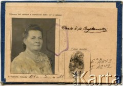 27.07.1951, Apostoles, Misiones, Argentyna.	
Dokument tożsamości Marii Komisarski Czajkowski, matki Alberty Jaworski z Czajkowskich.
Fot. NN, zbiory Alberty Jaworski z Czajkowskich, reprodukcje cyfrowe w Bibliotece Polskiej im. Ignacego Domeyki w Buenos Aires (Biblioteca Polaca Ignacio Domeyko) i w Ośrodku KARTA w Warszawie 



