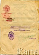 31.03.1938, Warszawa, Polska.
Świadectwo lekarskie Jerzego Senejko, syna Stefana i Enfrozyny z d. Parnak, urodzonego  27.09.1896 w Babicach w powiecie biłgorajskim, wystawione przez Komsarjat Rządu m.st. Warszawy, Inspektora Emigracyjnego w Warszawie.
Fot. NN, zbiory Anastazji Senejko, reprodukcje cyfrowe w  Bibliotece Polskiej im. Ignacego Domeyki w Buenos Aires (Biblioteca Polaca Ignacio Domeyko) i w Ośrodku KARTA w Warszawie 
