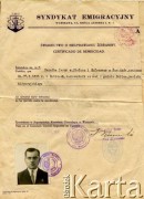 19.01.1938, Babice, powiat biłgorajski, Polska.
Świadectwo o nieuprawianiu żebraniny wydane dla Jerzego Senejko, syna Stefana i Enfrozyny z d. Parnak, urodzonego  27.09.1896 w Babicach w powiecie biłgorajskim, wystawione przez Zarząd Gminy Babice dla Syndykatu Emigracyjnego w Warszawie.
Fot. NN, zbiory Anastazji Senejko, reprodukcje cyfrowe w  Bibliotece Polskiej im. Ignacego Domeyki w Buenos Aires (Biblioteca Polaca Ignacio Domeyko) i w Ośrodku KARTA w Warszawie