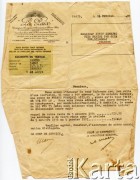 Lata 30., Paris, Francja.
Dokument w sprawie wypłacenia renty dla Jerzego Senejko.
Fot. NN, zbiory Anastazji Senejko, reprodukcje cyfrowe w  Bibliotece Polskiej im. Ignacego Domeyki w Buenos Aires (Biblioteca Polaca Ignacio Domeyko) i w Ośrodku KARTA w Warszawie 
