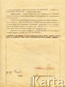 11.08.1938, Buenos Aires, Argentyna.
Tymczasowy tytuł własności z dnia 11 sierpnia 1938 wystawiony przez Companię Colonizadora Del Norte Sociedad Anonima dla Jerzego Senejko na działkę w kolonii Gobernador Lanusse.
Fot. NN, zbiory Anastazji Senejko, reprodukcje cyfrowe w  Bibliotece Polskiej im. Ignacego Domeyki w Buenos Aires (Biblioteca Polaca Ignacio Domeyko) i w Ośrodku KARTA w Warszawie 
