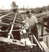 1959, Cachuera, Misiones, Argentyna.
Budowa dachu suszarni w Amandzie (przedsiębiorstwie produkującym yerba mate i ryż, założonym przez polskiego emigranta Juana Szychowskiego).
Fot. NN, zbiory rodziny Szychowskich, reprodukcje cyfrowe w Bibliotece Polskiej im. Ignacego Domeyki w Buenos Aires (Biblioteca Polaca Ignacio Domeyko) i w Ośrodku KARTA w Warszawie 
