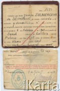 7.07.1947, Comodoro Rivadavia, Argentyna.
Dokument tożsamości Josefy Żołnierczyk de Szymanski.
Fot. NN, zbiory Roberto Carlosa Szymanskiego, reprodukcje cyfrowe w  Bibliotece Polskiej im. Ignacego Domeyki w Buenos Aires (Biblioteca Polaca Ignacio Domeyko) i w Ośrodku KARTA w Warszawie