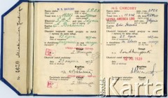 3.10.1936, Gdynia, Polska.
Książeczka żeglarska Jadwigi Mickiewicz.
Fot. NN, zbiory Moniki Mickiewicz, reprodukcje cyfrowe w Bibliotece Polskiej im. Ignacego Domeyki w Buenos Aires (Biblioteca Polaca Ignacio Domeyko) i w Ośrodku KARTA w Warszawie.