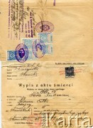 28.07.1936, Stawiska, Polska.
Wypis z aktu śmierci Sary Furman.
Fot. NN, zbiory Reginy Gaski, reprodukcje cyfrowe w  Bibliotece Polskiej im. Ignacego Domeyki w Buenos Aires (Biblioteca Polaca Ignacio Domeyko) i w Ośrodku KARTA w Warszawie.