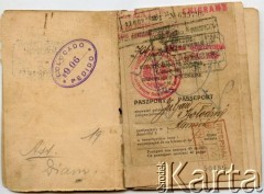 Paszport Juljana Kołodzieja, który w 1929 roku wyemigrował do Argentyny. Strona 1.
Fot. NN, udostępnił Alfredo Kołodziej, reprodukcje cyfrowe w Bibliotece Polskiej im. Ignacego Domeyki w Buenos Aires (Biblioteca Polaca Ignacio Domeyko) i w Ośrodku KARTA w Warszawie.