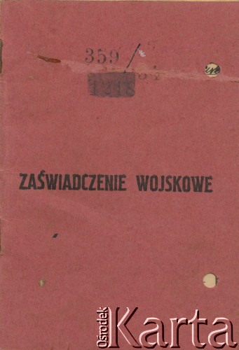 Zaświadczenie wojskowe wystawione dla Ludwika Firlejczyka. Strona 1.
Fot. NN, ze zbiorów Archivo Historico-Central 