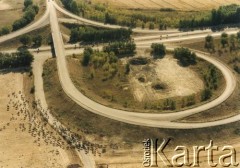 Lata 90., Kazachstan.
Stado krów przechodzi przed drogę.
Fot. Mikołaj Nesterowicz, zbiory Ośrodka KARTA