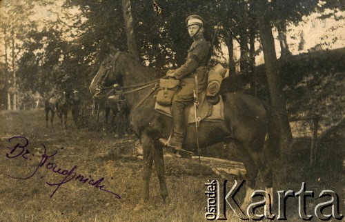 Sierpień 1919, Polska.
Żołnierz Bronisław Konopnicki na koniu.
Fot. NN, kolekcja Barbary Murzynowskiej, reprodukcje cyfrowe w Ośrodku KARTA