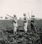 Lata 30., Kalinowa, woj. łódzkie, Polska.
Majątek rodziny Murzynowskich. Mężczyźni biorący udział w polowaniu.
Fot. NN, kolekcja Barbary Murzynowskiej, reprodukcje cyfrowe w Ośrodku KARTA