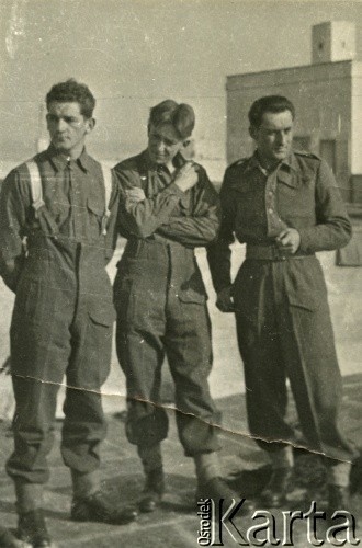 1946, Gallipoli, Włochy.
Centrum Wyszkolenia Wojsk Pancernych. Uczniowie szkoły podchorążych kawalerii pancernej. W środku stoi Janusz Cywiński.
Fot. NN, kolekcja Krystyny i Janusza Cywińskich, reprodukcje cyfrowe w Ośrodku KARTA