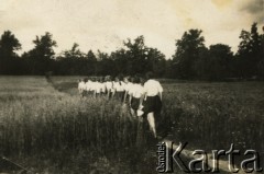 1937, okolice jeziora Świteź, woj. nowogródzkie, Polska.
Obóz harcerski.
Fot. NN, kolekcja Ireny Wolickiej-Wolszleger, reprodukcje cyfrowe w Ośrodku KARTA