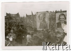 1.05.1947, Warszawa, Polska.
Pochód 1-majowy z udziałem delegacji Związku 