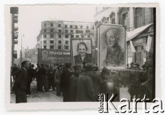 1.05.1947, Warszawa, Polska.
Pochód 1-majowy z udziałem delegacji Związku 
