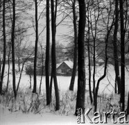 Lata 60., miejsce nieznane, Polska.
Zabudowania wiejskie w zimie.
Fot. Marek Zürn, zbiory Fundacji Ośrodka KARTA