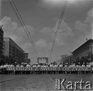 22.07.1966, Warszawa, Polska.
Defilada z okazji Święta Odrodzenia Polski (22 Lipca) na ulicy Marszałkowskiej, hasło 