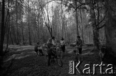 Lata 60., Puszcza Białowieska, Polska.
Uczestnicy wycieczki rowerowej w Puszczy Białowieskiej.
Fot. Marek Zürn, zbiory Fundacji Ośrodka KARTA