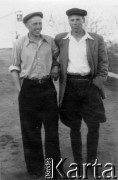 1955, Dżezkazgan, Karagandyjska obł., Kazachstan, ZSRR.
Więźniowie łagru, pierwszy od lewej Eugeniusz Nadziejko.
Fot. NN, zbiory Ośrodka KARTA, udostępnił Eugeniusz Nadziejko.
