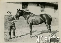 1929-1932, Grudziądz, woj. pomorskie, Polska.
Centrum Wyszkolenia Kawalerii. Rotmistrz Mikołaj Maciejowicz trzyma swoją klacz Owację.
Fot. NN, kolekcja Mikołaja Maciejowicza, zbiory Ośrodka KARTA