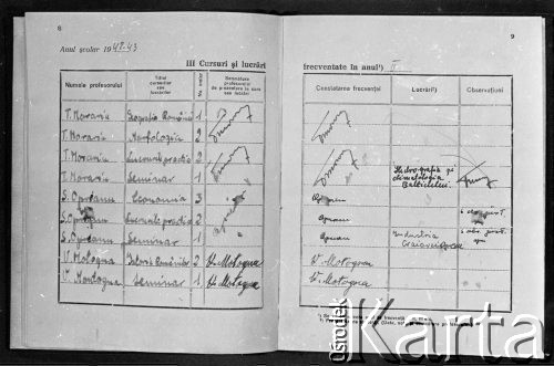 Październik 1941, Craiova, Rumunia.
Indeks studencki (