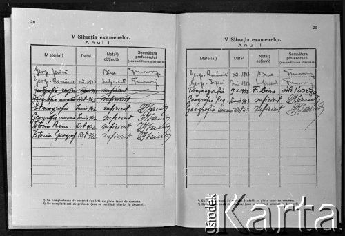 Październik 1941, Craiova, Rumunia.
Indeks studencki (