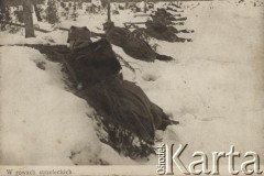 Zima 1914-1915, Rafajłowa, Galicja Wschodnia.
Bitwa pod Rafajłową, w okopach żołnierze Legionów, podpis: 