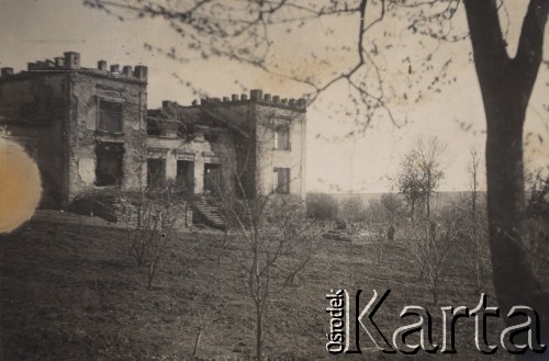 1934-1935, Strzylcze, powiat Horodenka, woj. Stanisławów, Polska.
Pałac i sad morelowy.
Fot. NN, zbiory Ośrodka KARTA, kolekcję Edwarda Skrzyńskiego udostępniła Izabella Srzednicka