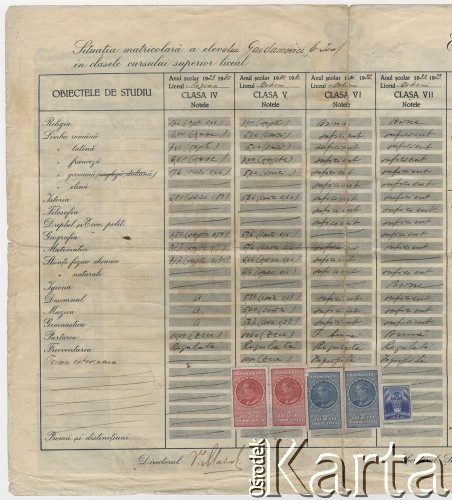 23.09.1943, Kiszyniów, Rumunia.
Dyplom Józefa Gaydamowicza ukończenia Gimnazjum/Liceum (?) . 
Fot. zbiory Ośrodka KARTA, udostępnił Tadeusz Gaydamowicz.