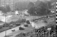 31.08.1982, Wrocław (plac Strzelecki), Polska.
Stan wojenny - działko wodne rozpędza uczestników niezależnej manifestacji, zorganizowanej przez podziemne struktury 