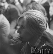 3.01.1977, Polska.
Spotkanie z Romanem Romańskim, na widowni m.in. Agnieszka Osiecka.
Fot. Irena Jarosińska, zbiory Ośrodka Karta.