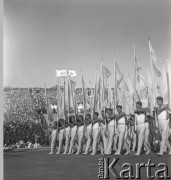 31.07.1955 - 4.08.1955, Warszawa, Polska.
V Światowy Festiwal Młodzieży i Studentów o Pokój i Przyjaźń. Uroczystości na Stadionie X-lecia
Fot. Irena Jarosińska, zbiory Ośrodka KARTA
