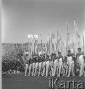 31.07.1955 - 4.08.1955, Warszawa, Polska.
V Światowy Festiwal Młodzieży i Studentów o Pokój i Przyjaźń. Uroczystości na Stadionie X-lecia
Fot. Irena Jarosińska, zbiory Ośrodka KARTA