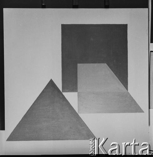 Lata 60., Polska.
Obraz artysty Henryka Stażewskiego.
Fot. Irena Jarosińska, zbiory Ośrodka KARTA