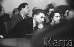 22.01.1959, Warszawa, Polska
Spotkanie Klubu Krzywego Koła w Staromiejskim Domu Kultury. Tematem dyskusji była polityka kulturalna po XII Plenum PZPR. 
Fot. Irena Jarosińska, zbiory Ośrodka KARTA