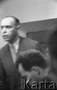 22.01.1959, Warszawa, Polska
Spotkanie Klubu Krzywego Koła w Staromiejskim Domu Kultury. Tematem dyskusji była polityka kulturalna po XII Plenum PZPR. Na zdjęciu Adam Schaff.
Fot. Irena Jarosińska, zbiory Ośrodka KARTA