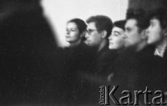 22.01.1959, Warszawa, Polska
Spotkanie Klubu Krzywego Koła w Staromiejskim Domu Kultury. Tematem dyskusji była polityka kulturalna po XII Plenum PZPR. 
Fot. Irena Jarosińska, zbiory Ośrodka KARTA