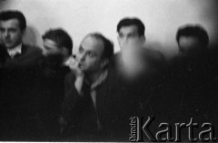 22.01.1959, Warszawa, Polska
Spotkanie Klubu Krzywego Koła w Staromiejskim Domu Kultury. Tematem dyskusji była polityka kulturalna po XII Plenum PZPR. 
Fot. Irena Jarosińska, zbiory Ośrodka KARTA