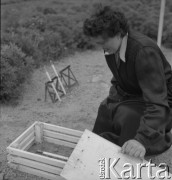 Lata 50., Polska.
Wieś. Termometry gruntowe i przygruntowe.
Fot. Irena Jarosińska, zbiory Ośrodka KARTA
