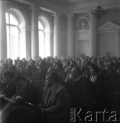 Kwiecień 1955, Warszawa, Polska.
Walny zjazd Stowarzyszenia Polskich Artystów Teatru i Filmu (SPATiF).
Fot. Irena Jarosińska, zbiory Ośrodka KARTA