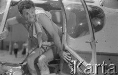 1959, Warszawa, Polska.
Aktor Bronisław Pawlik na planie zdjęciowy filmu 