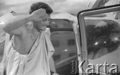 1959, Warszawa, Polska.
Aktor Bronisław Pawlik na planie zdjęciowy filmu 