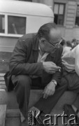 1959, Warszawa, Polska.
Reżyser Stanisław Wohl na planie zdjęciowym filmu 