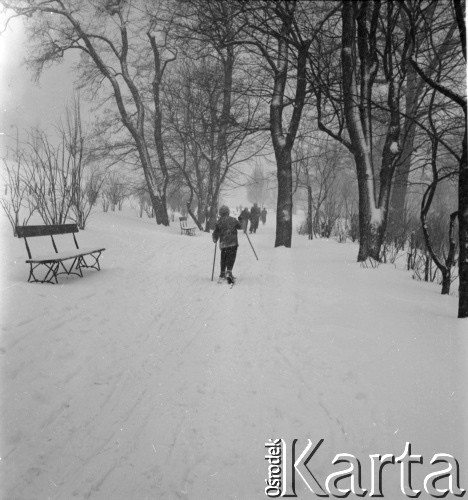 lata 50-te, Warszawa, Polska
Marek Jarosiński (syn Ireny Jarosińskiej) na nartach
Fot. Irena Jarosińska, zbiory Ośrodka KARTA