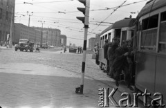 Lata 50. lub 60., Warszawa, Polska.
Ulica Juliana Marchlewskiego (dziś Aleja Jana Pawła II).
Fot. Stanisław Pieniążek, zbiory Ośrodka KARTA