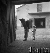 Lata 50. lub 60., Warszawa, Polska.
Stadnina koni na Służewcu.
Fot. Irena Jarosińska, zbiory Ośrodka KARTA