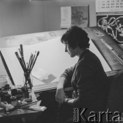 Lata 50.-60., Szczecin, Polska.
Malarka Barbara Lewińska. 
Fot. Irena Jarosińska, zbiory Ośrodka KARTA